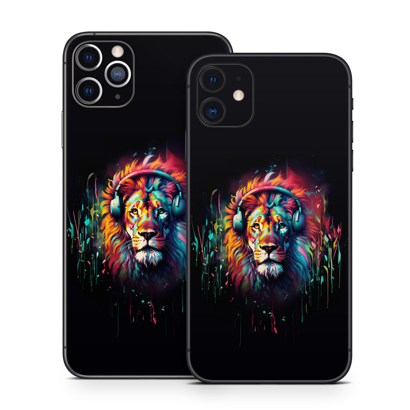 iPhone 11 Series Skin design of Felidae, Siberian tiger, Bengal tiger, Carnivore, Big cats, Tiger, Painting, Art, Font, Paint, with black, red, yellow, orange, green, blue, pink colors