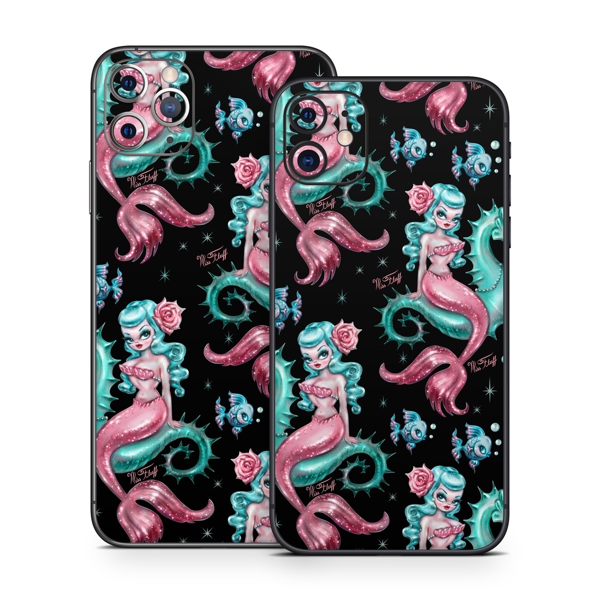 iPhone 11 Series Skin design of Pink, Pattern, Illustration, Organism, Design, Art, Textile, Visual arts, Graphic design, Fictional character, with black, green, pink, yellow colors