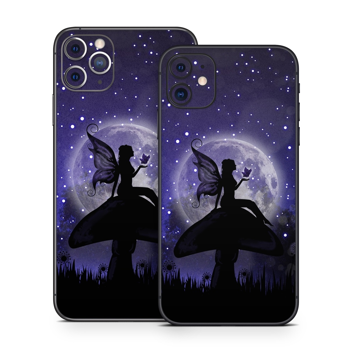 iPhone 11 Series Skin design of Purple, Sky, Moonlight, Cg artwork, Fictional character, Darkness, Night, Illustration, Space, Star, with black, blue, gray, purple colors