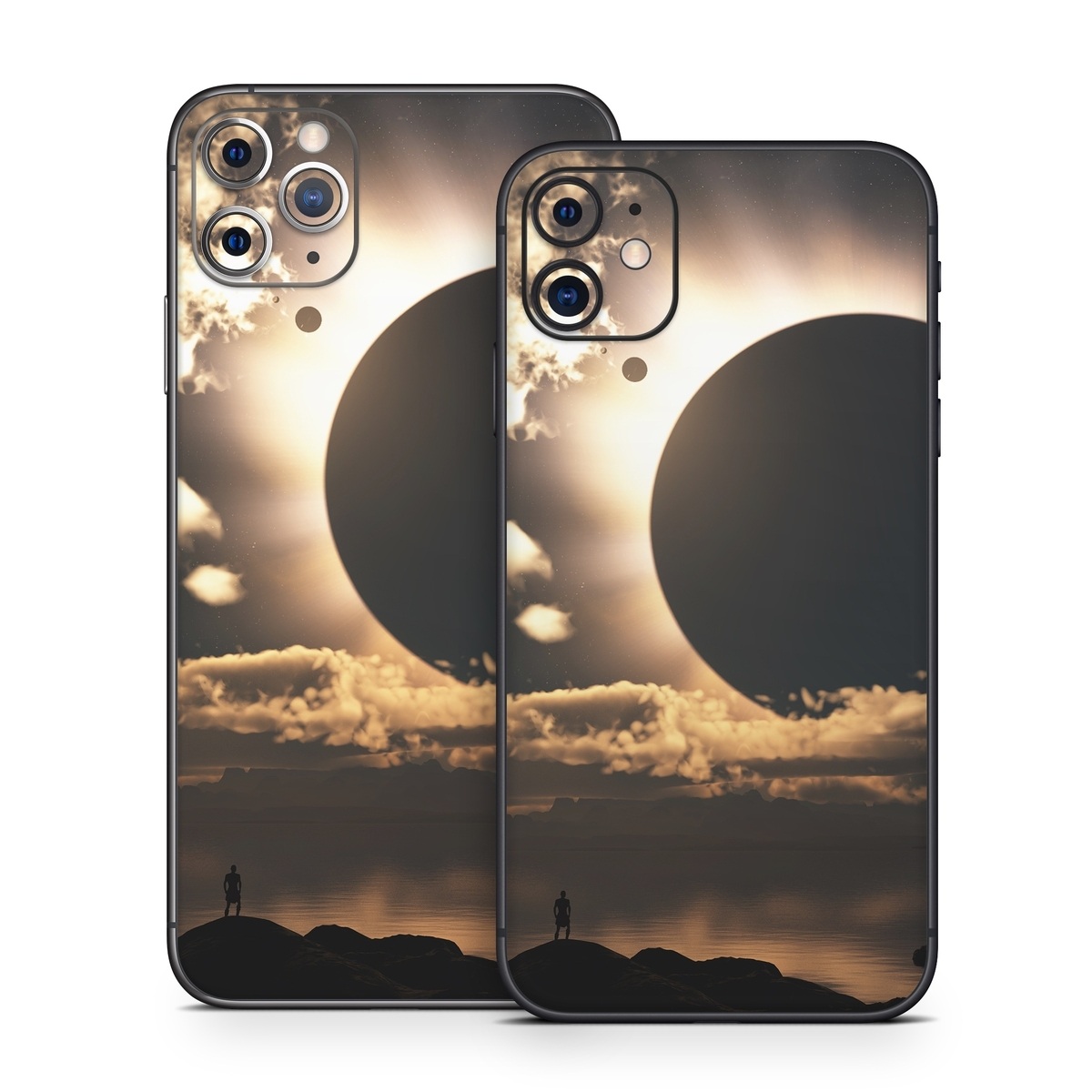 iPhone 11 Series Skin design of Sky, Cloud, Daytime, Eclipse, Atmosphere, Cumulus, Sunlight, Sun, Astronomical object, Celestial event, with black, red, green, gray, pink, yellow colors
