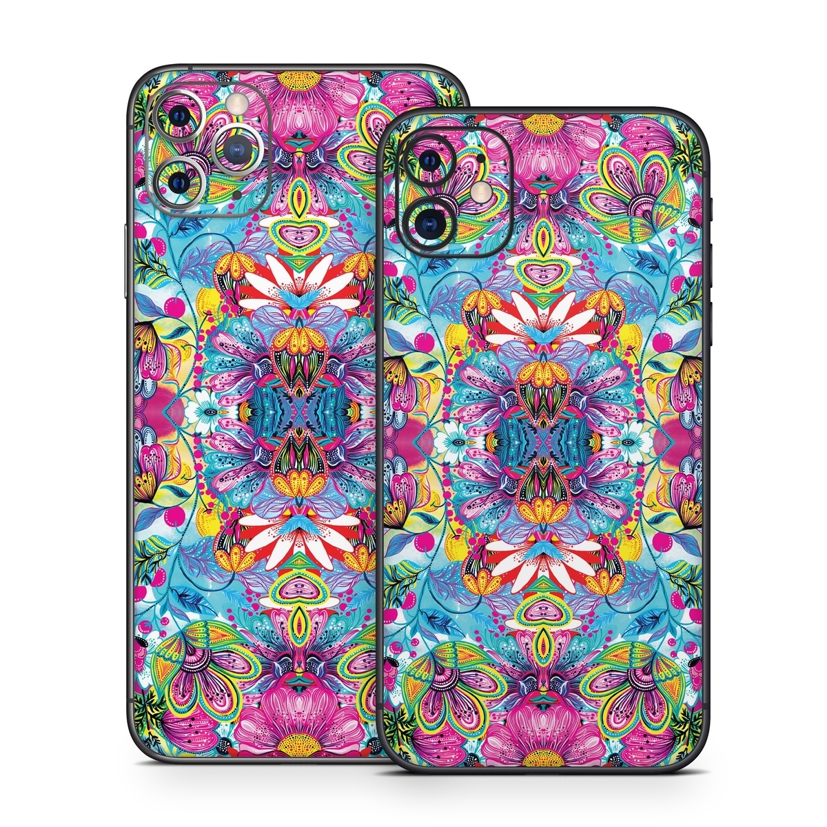 iPhone 11 Series Skin design of Pattern, Psychedelic art, Design, Textile, Visual arts, Art, Magenta, Motif, Symmetry, Paisley, with pink, blue, purple, yellow, orange, green, red colors