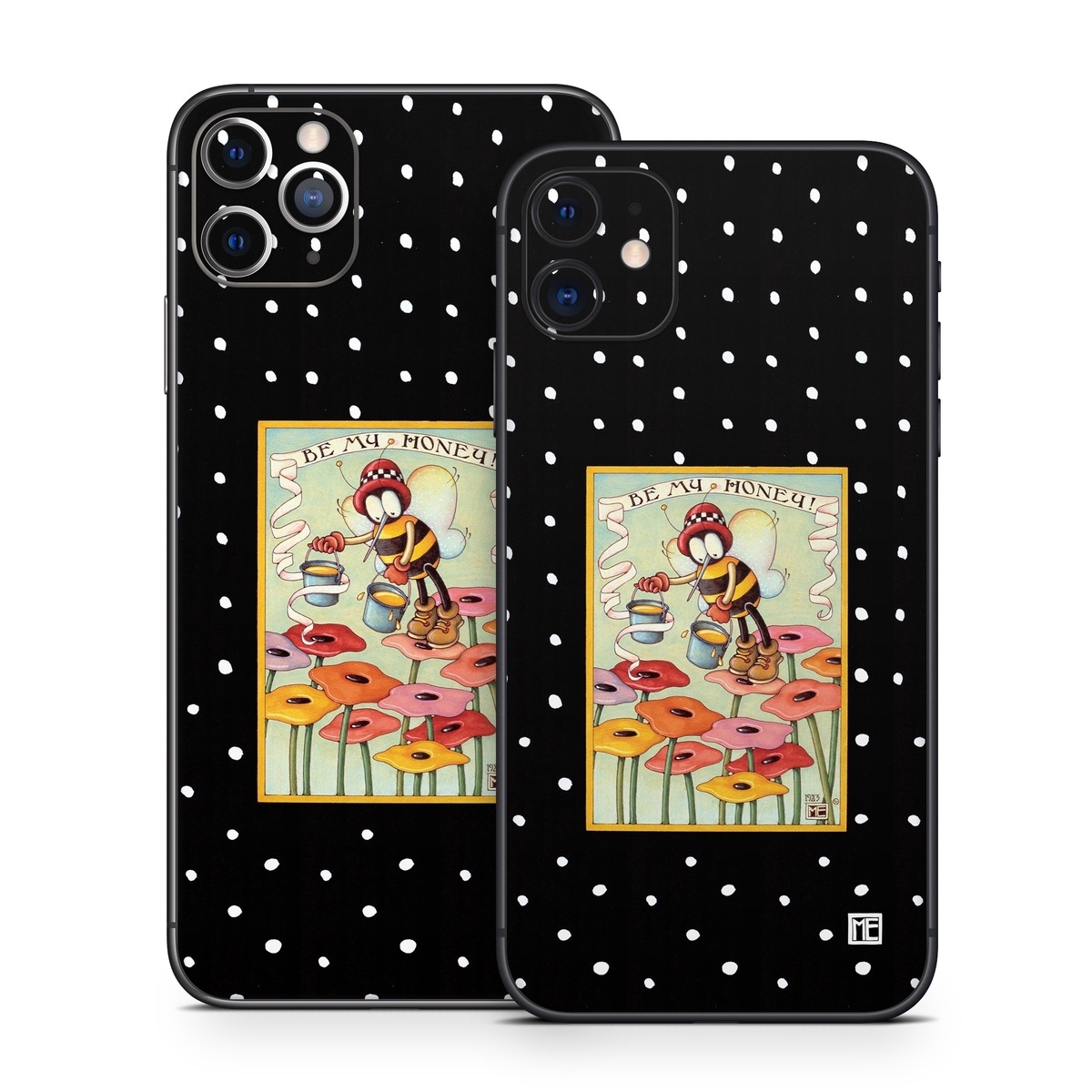 iPhone 11 Series Skin design of Cartoon, Illustration, Art, with black, white, yellow, orange, pink, red, blue, green colors
