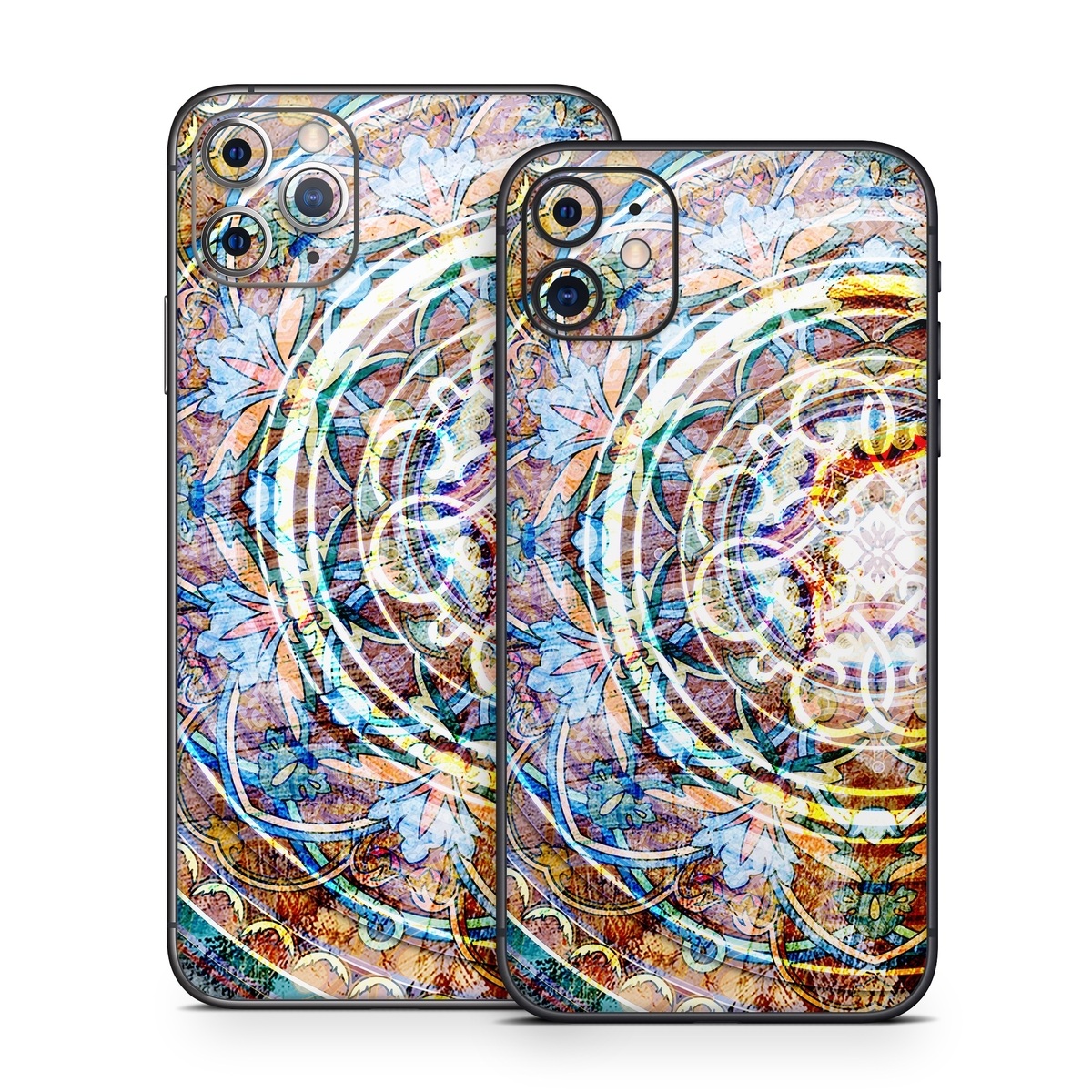 iPhone 11 Series Skin design of Circle, Ceramic, Tableware, with yellow, red, orange, white, blue, green, gray colors