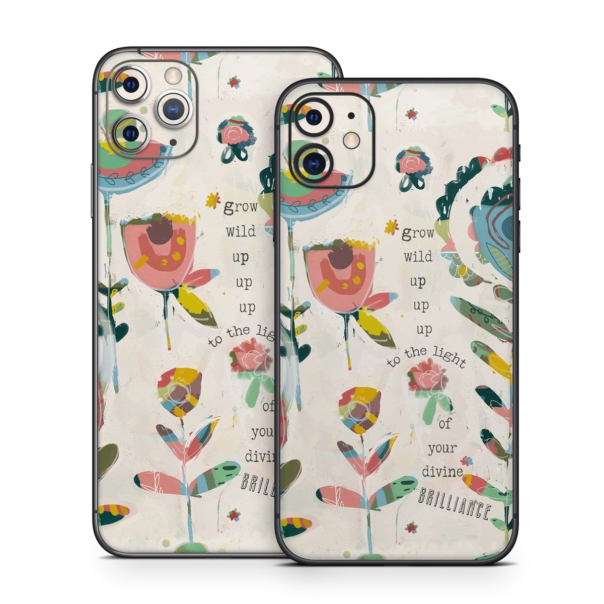 iPhone 11 Series Skin design of Textile, Organism, Font, Creative arts, Art, Pattern, Illustration, Terrestrial plant, Painting, Drawing, with purple, black, green, yellow, blue, red colors