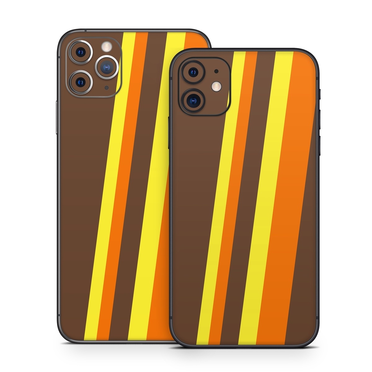 iPhone 11 Series Skin design of Orange, Yellow, Line, Brown, Font, Material property, Graphic design, Pattern, Parallel, with brown, orange, yellow colors