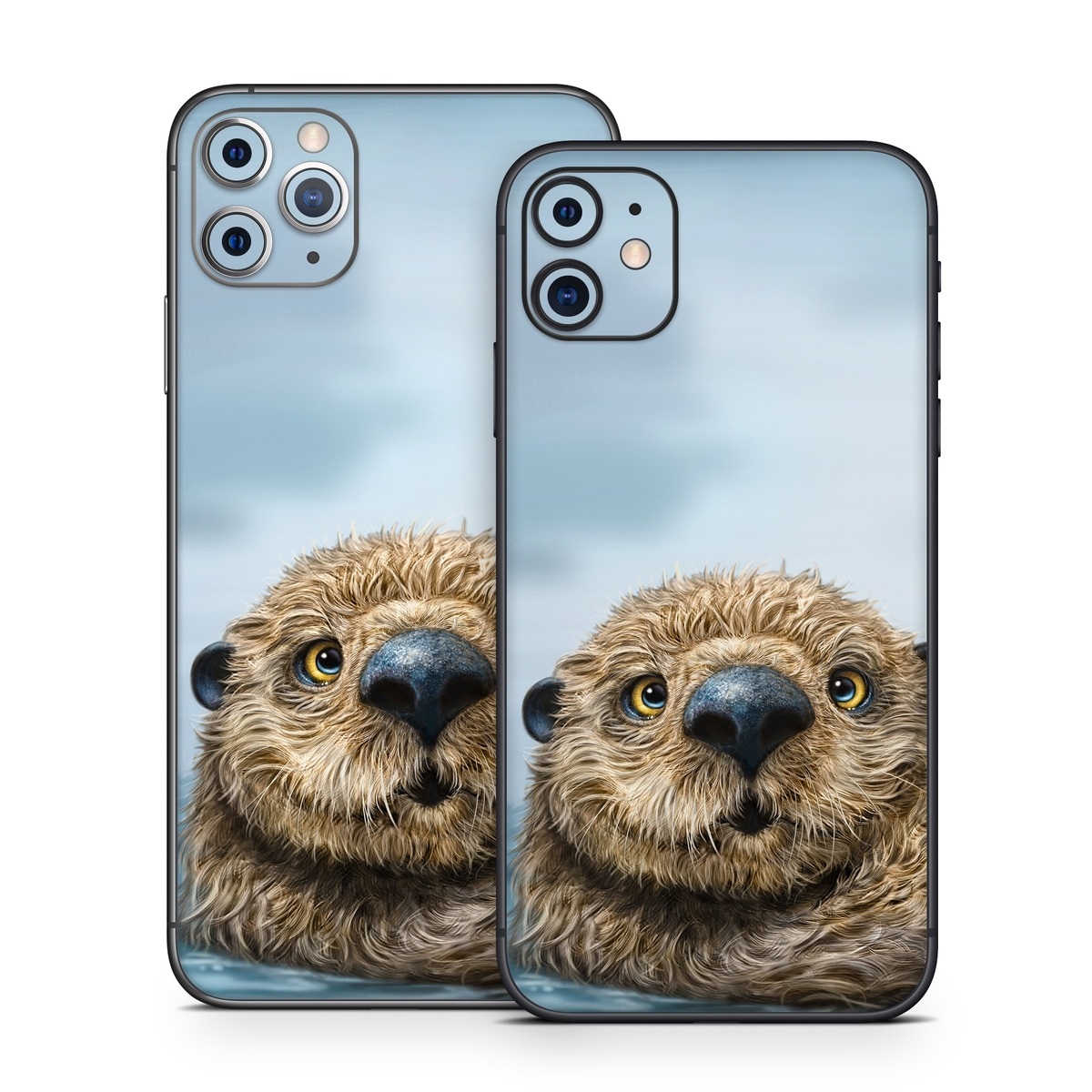 iPhone 11 Series Skin design of Mammal, Vertebrate, Otter, Sea otter, North american river otter, Marine mammal, Terrestrial animal, Mustelidae, Snout, Organism, with gray, black, blue, green, red colors