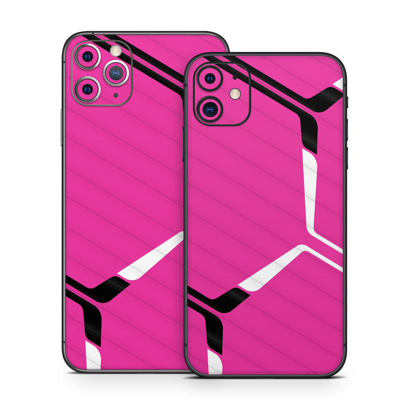 iPhone 11 Series Skin design of Textile, Sleeve, Jersey, Purple, Pink, Violet, Font, Magenta, Material property, Electric blue, with pink, black, white colors
