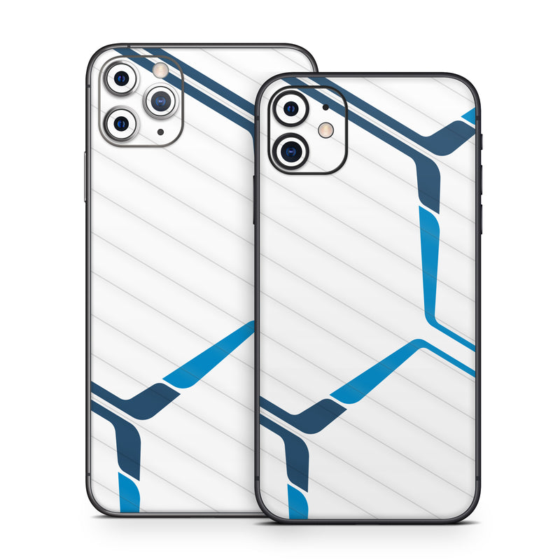 iPhone 11 Series Skin design of Textile, Sleeve, Font, Parallel, Pattern, Electric blue, Jersey, Sportswear, Symmetry, Graphics, with white, blue colors
