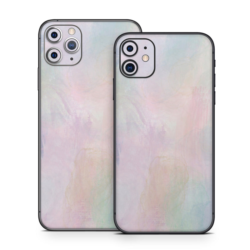 iPhone 11 Series Skin design of White, Pink, Brown, Visual arts, Art Paint, Purple, Painting, Paint, Watercolor painting, Acrylic paint, with blue, pink, white, yellow, orange, green colors