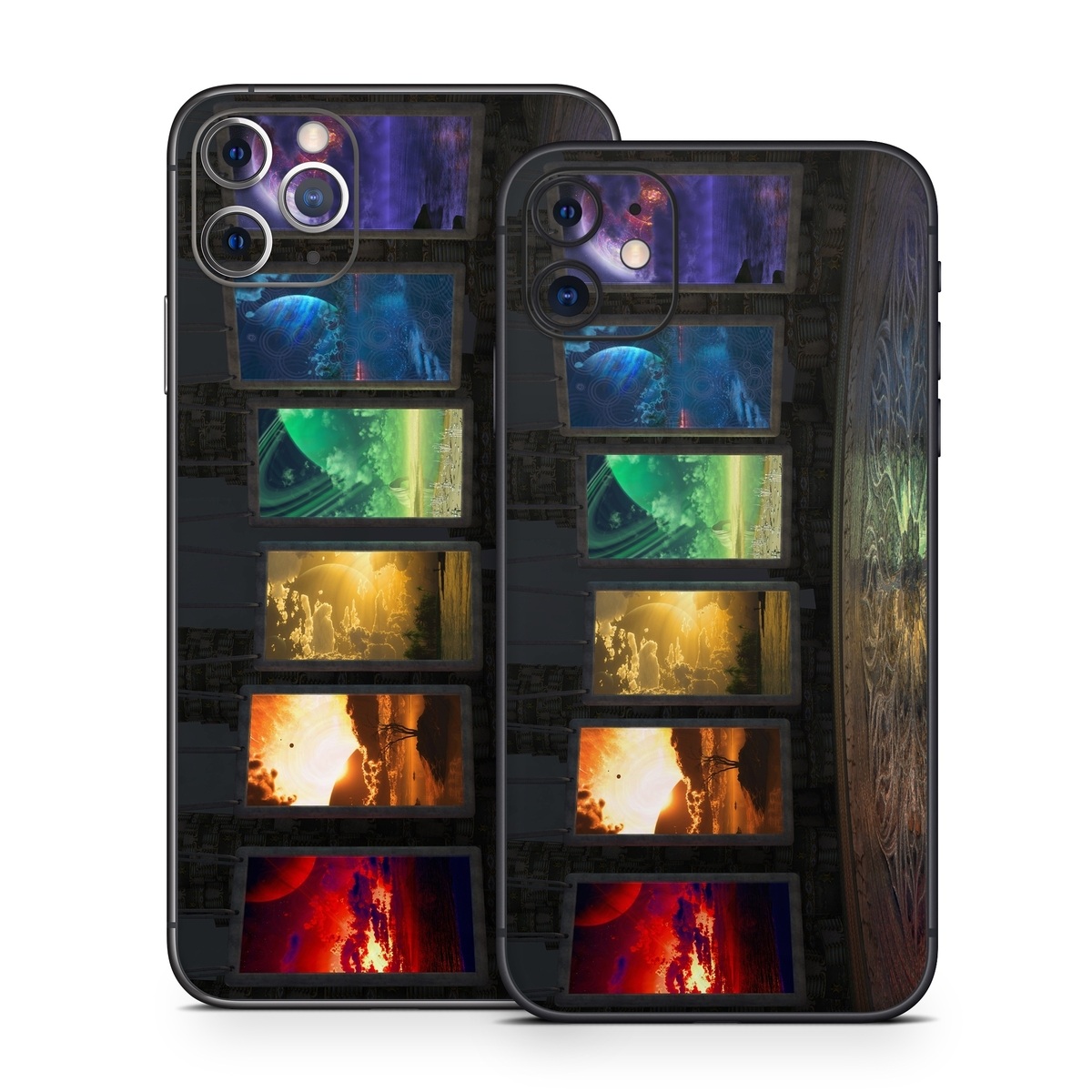iPhone 11 Series Skin design of Light, Lighting, Water, Sky, Technology, Night, Art, Geological phenomenon, Electronic device, Glass, with black, red, green, blue colors