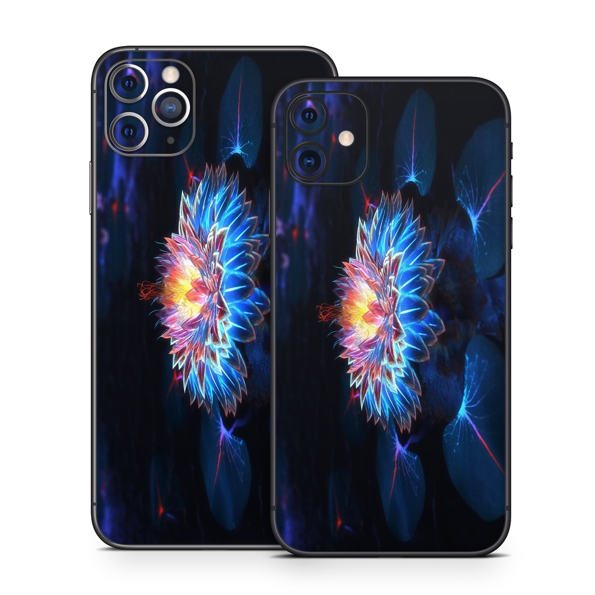 iPhone 11 Series Skin design of Water, Light, Fractal art, Organism, Electric blue, Aquatic plant, Darkness, Plant, Art, Space, with black, blue, gray colors