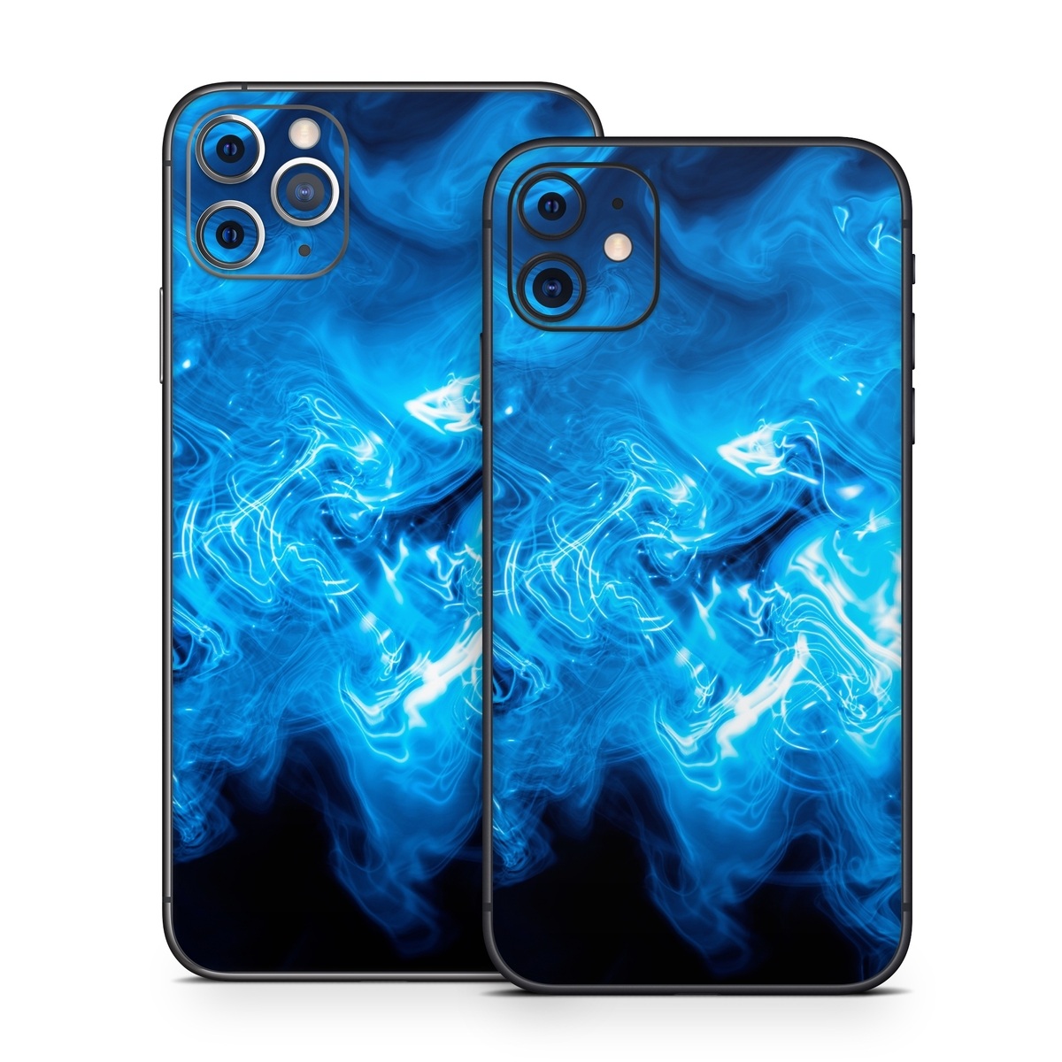 iPhone 11 Series Skin design of Blue, Water, Electric blue, Organism, Pattern, Smoke, Liquid, Art, with blue, black, purple colors