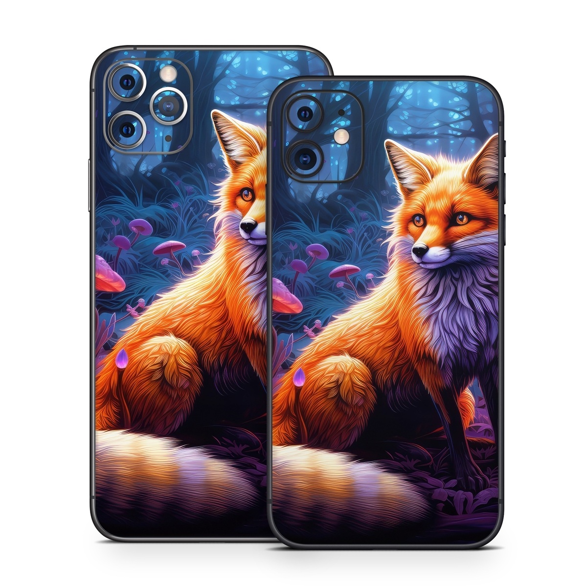 iPhone 11 Series Skin design of Plant, Light, Carnivore, Orange, Organism, Tree, Pink, Natural landscape, Fawn, Whiskers, with red, orange, white, black, purple, gray, green colors