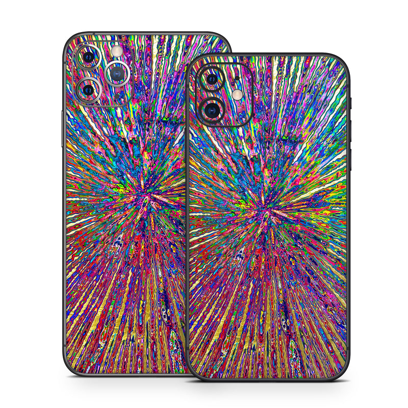 iPhone 11 Series Skin design of Blue, Red, Yellow, Orange, Pink, Psychedelic art, Modern art, Pattern, with yellow, red, orange, blue, green, purple colors