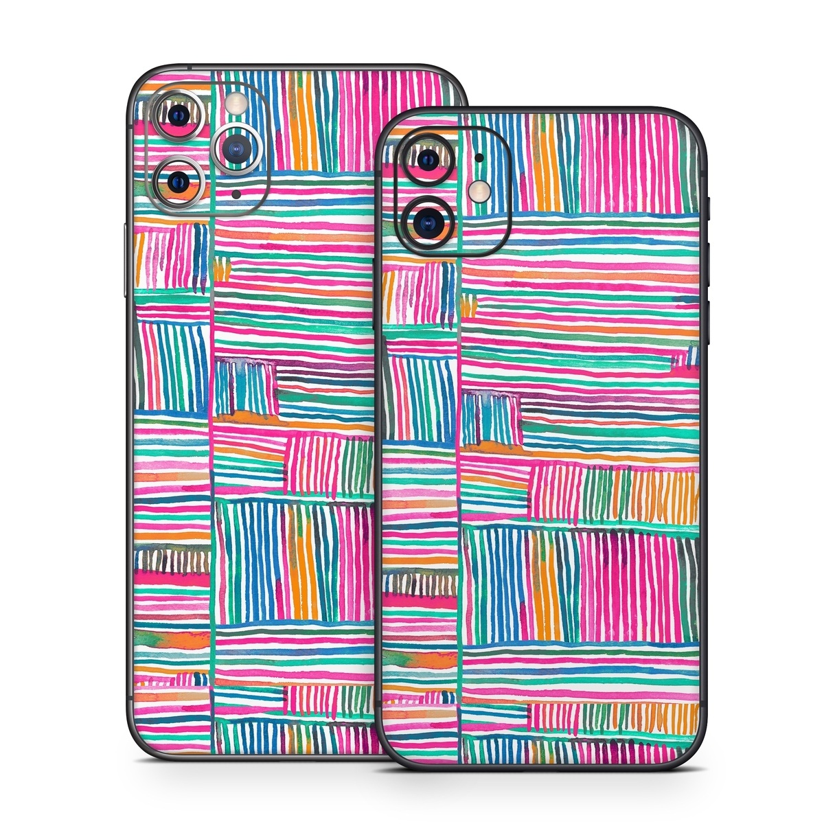iPhone 11 Series Skin design of Colorfulness, Product, Rectangle, Azure, Textile, Art, Aqua, Material property, Magenta, Tints and shades, with white, pink, orange, green, blue, yellow colors
