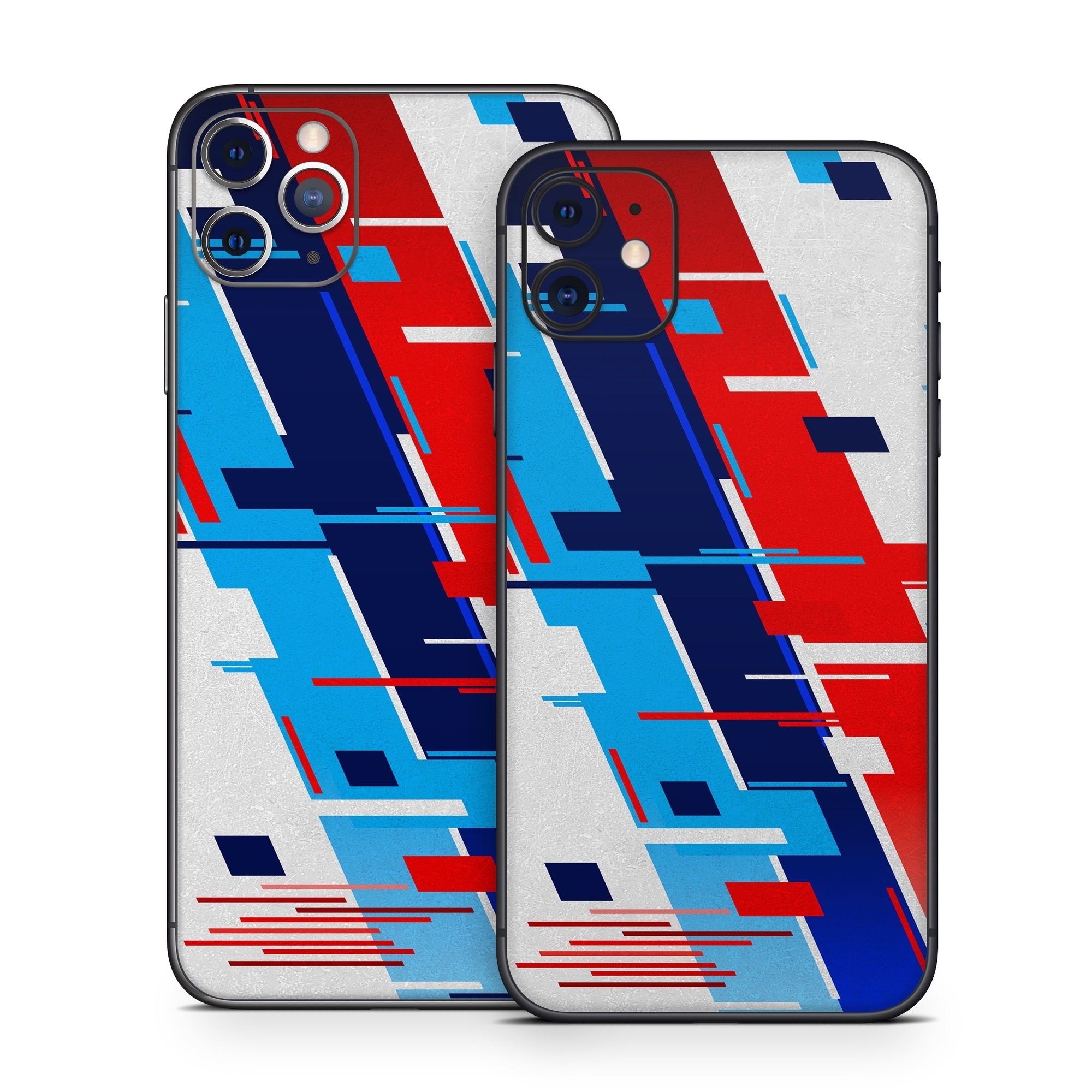 iPhone 11 Series Skin design of Azure, Font, Material property, Parallel, Electric blue, Slope, Graphics, Carmine, Brand, Rectangle, with gray, blue, black, red, purple colors