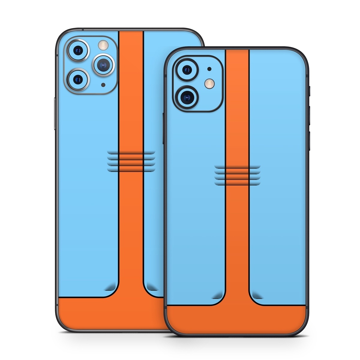 iPhone 11 Skin design of Line with blue, orange, black colors