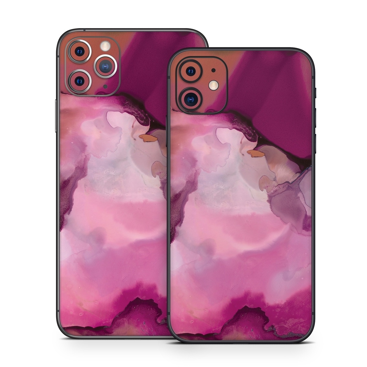 iPhone 11 Series Skin design of Purple, Pink, Watercolor paint, Magenta, Illustration, Art, with white, red, pink, white colors