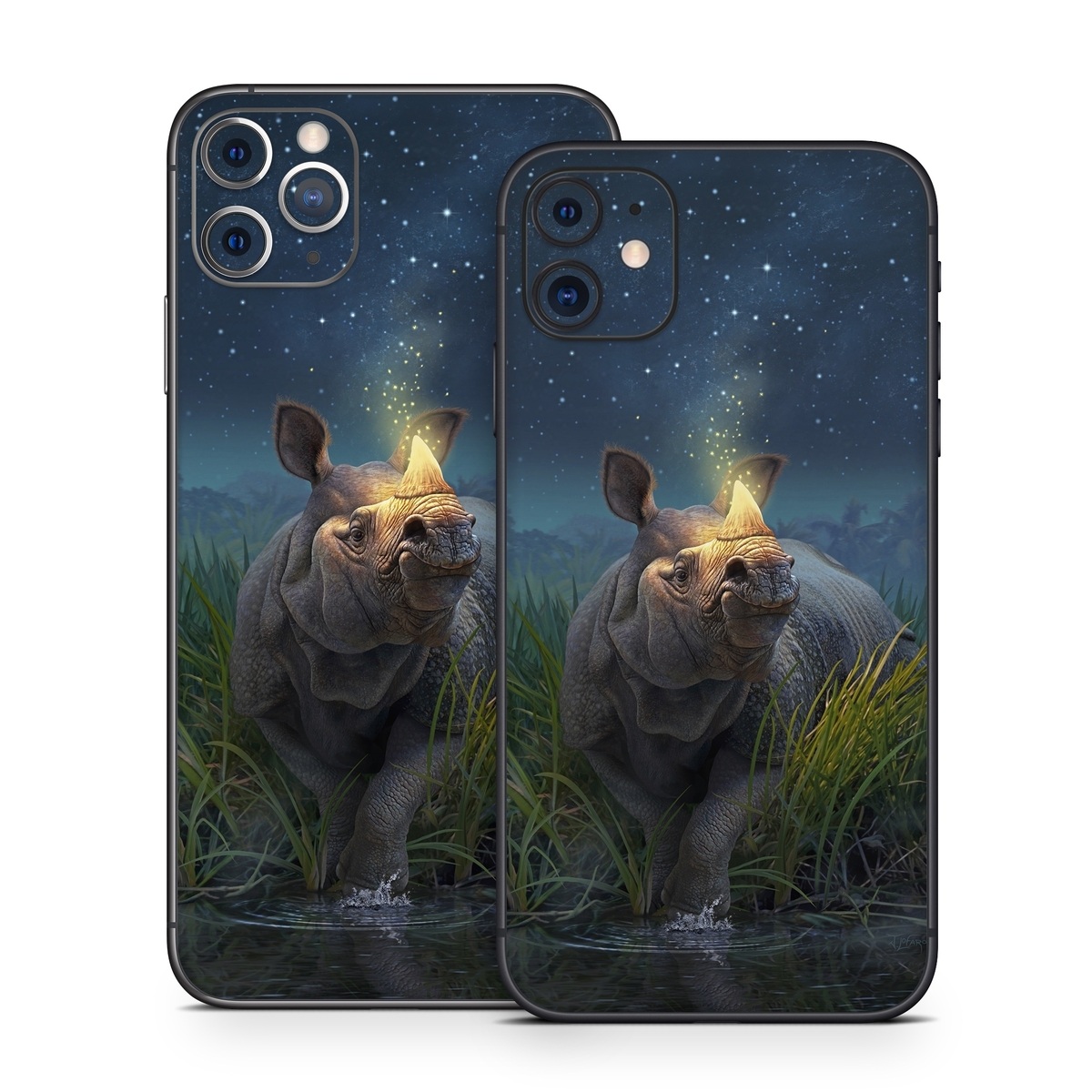 iPhone 11 Series Skin design of Wildlife, Sky, Photography, Grass, Fawn, with blue, green, gray, yellow, white colors