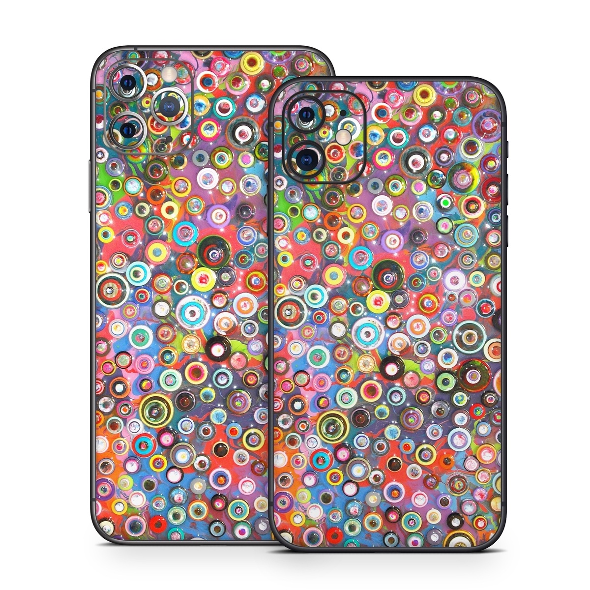 iPhone 11 Series Skin design of Pattern, Design, Textile, Visual arts, Circle, Art, with red, pink, blue, green, yellow, blue, orange colors