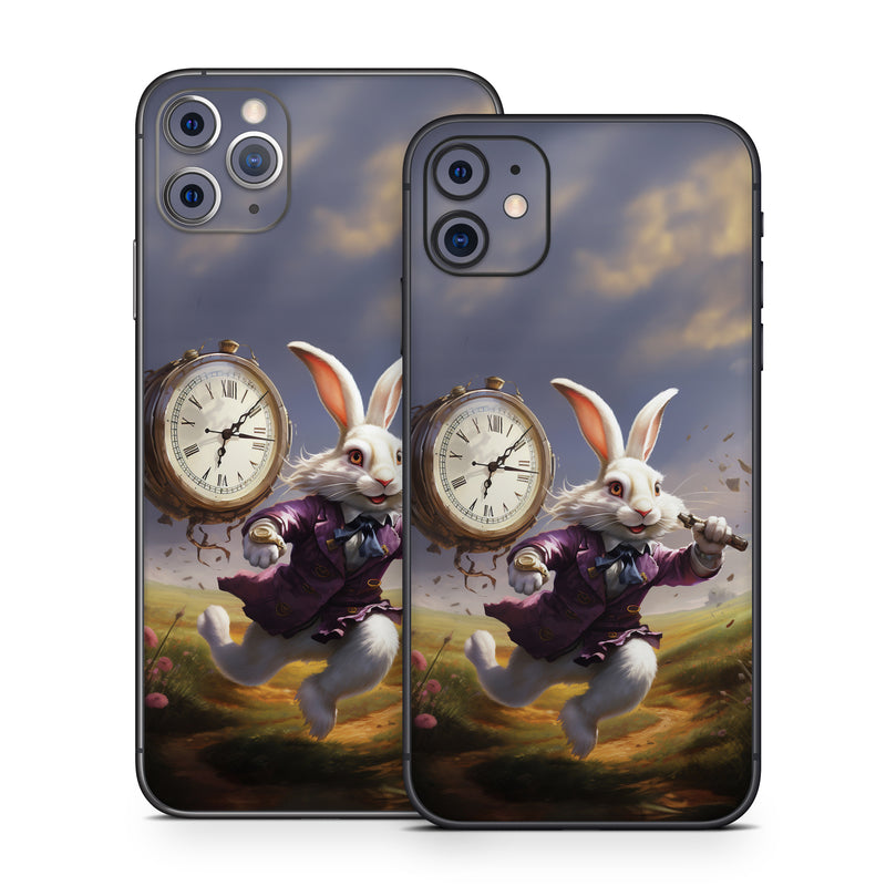 iPhone 11 Series Skin design of Sky, Plant, Nature, Cartoon, Rabbit, Cloud, Clock, Happy, Fawn, Art, with white, gray, purple, blue, green, pink, brown colors