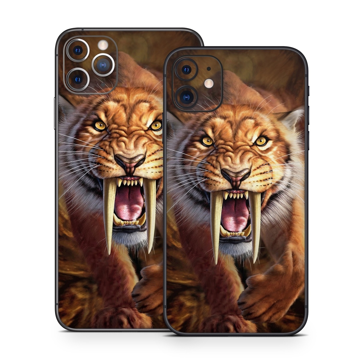 iPhone 11 Series Skin design of Roar, Felidae, Facial expression, Wildlife, Whiskers, Bengal tiger, Carnivore, Snout, Big cats, Fang, with black, orange, yellow, white colors