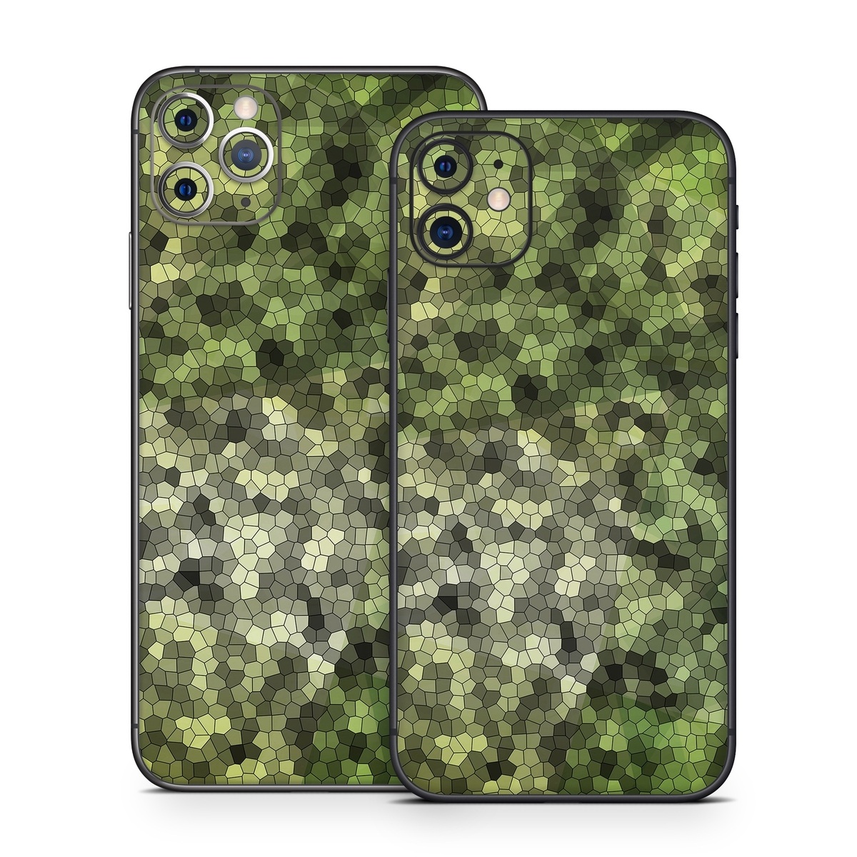 iPhone 11 Series Skin design of Green, Grass, Leaf, Plant, Pattern, Groundcover, with black, white, green, gray colors