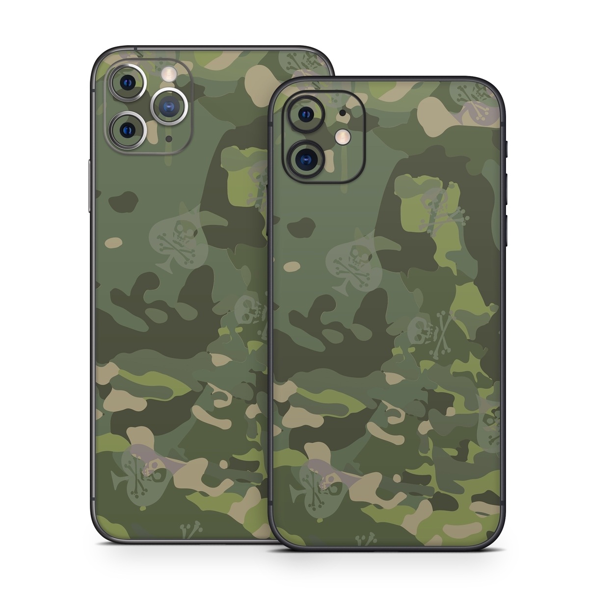 iPhone 11 Series Skin design of Military camouflage, Pattern, Camouflage, Uniform, Clothing, Green, Design, Leaf, Plant, Illustration, with green, brown colors