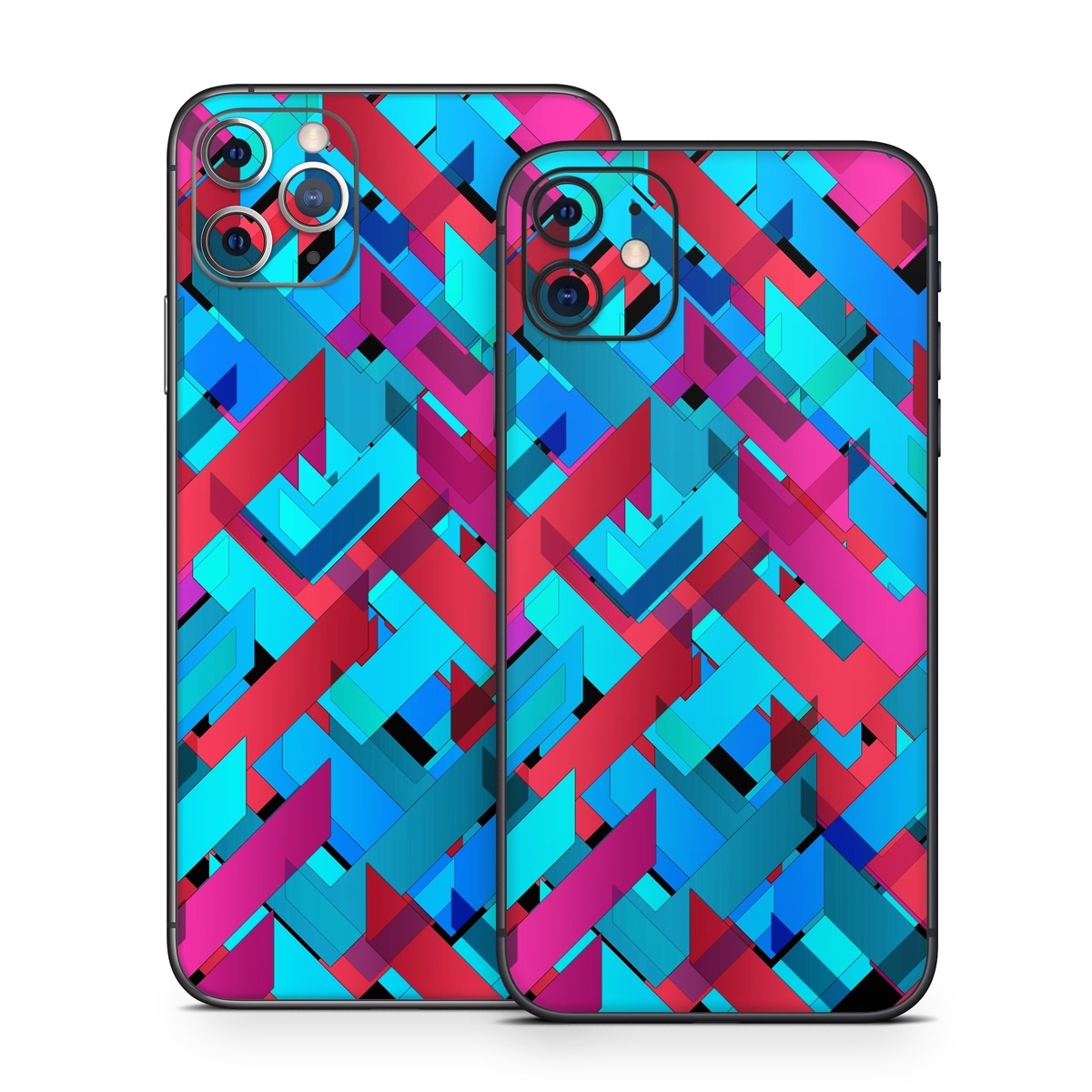 iPhone 11 Series Skin design of Pattern, Turquoise, Line, Teal, Magenta, Design, Textile, Symmetry, Colorfulness, with blue, red, purple, black colors