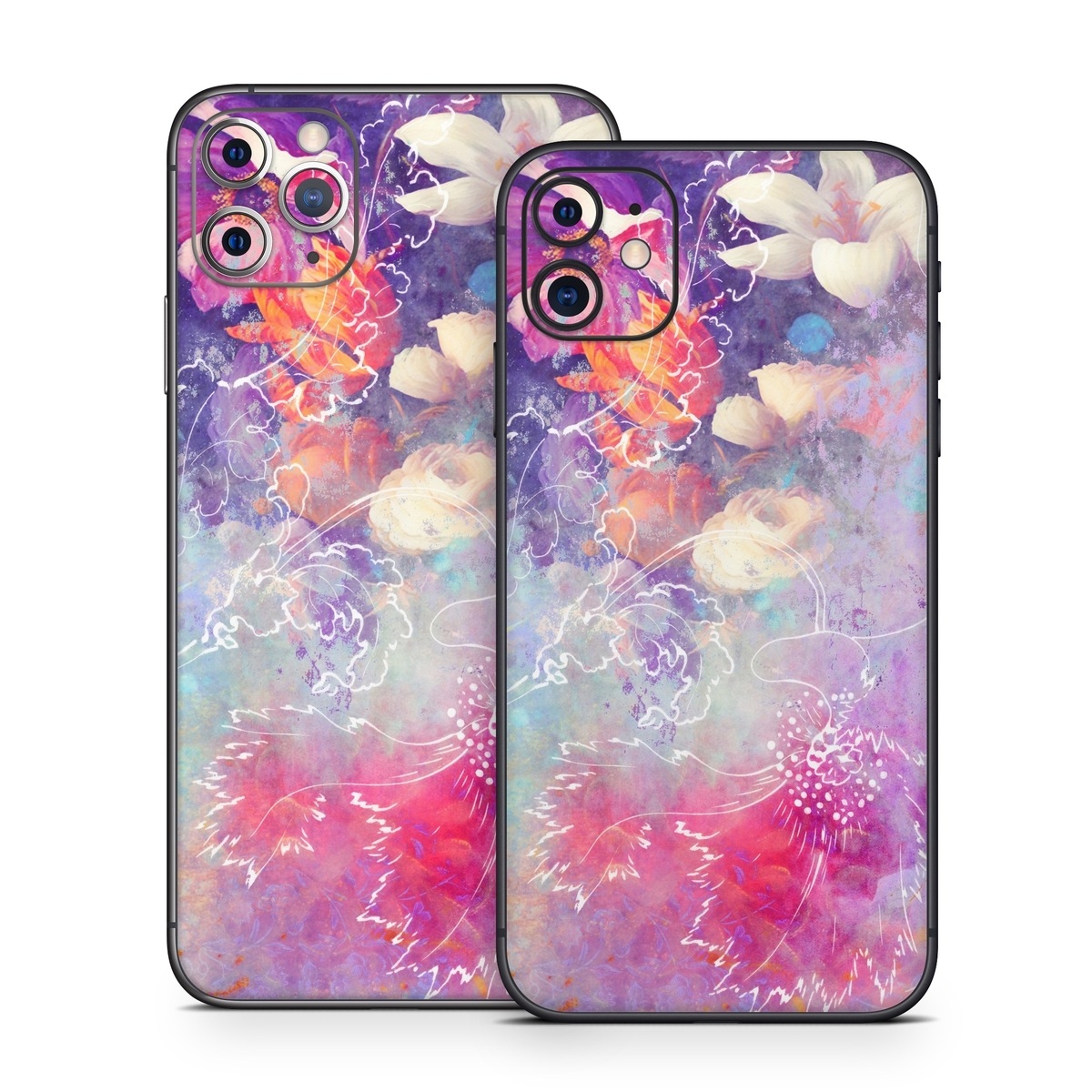 iPhone 11 Series Skin design of Purple, Violet, Pink, Graphic design, Illustration, Sky, Art, Design, Watercolor paint, Graphics, with purple, white, red, orange, blue colors
