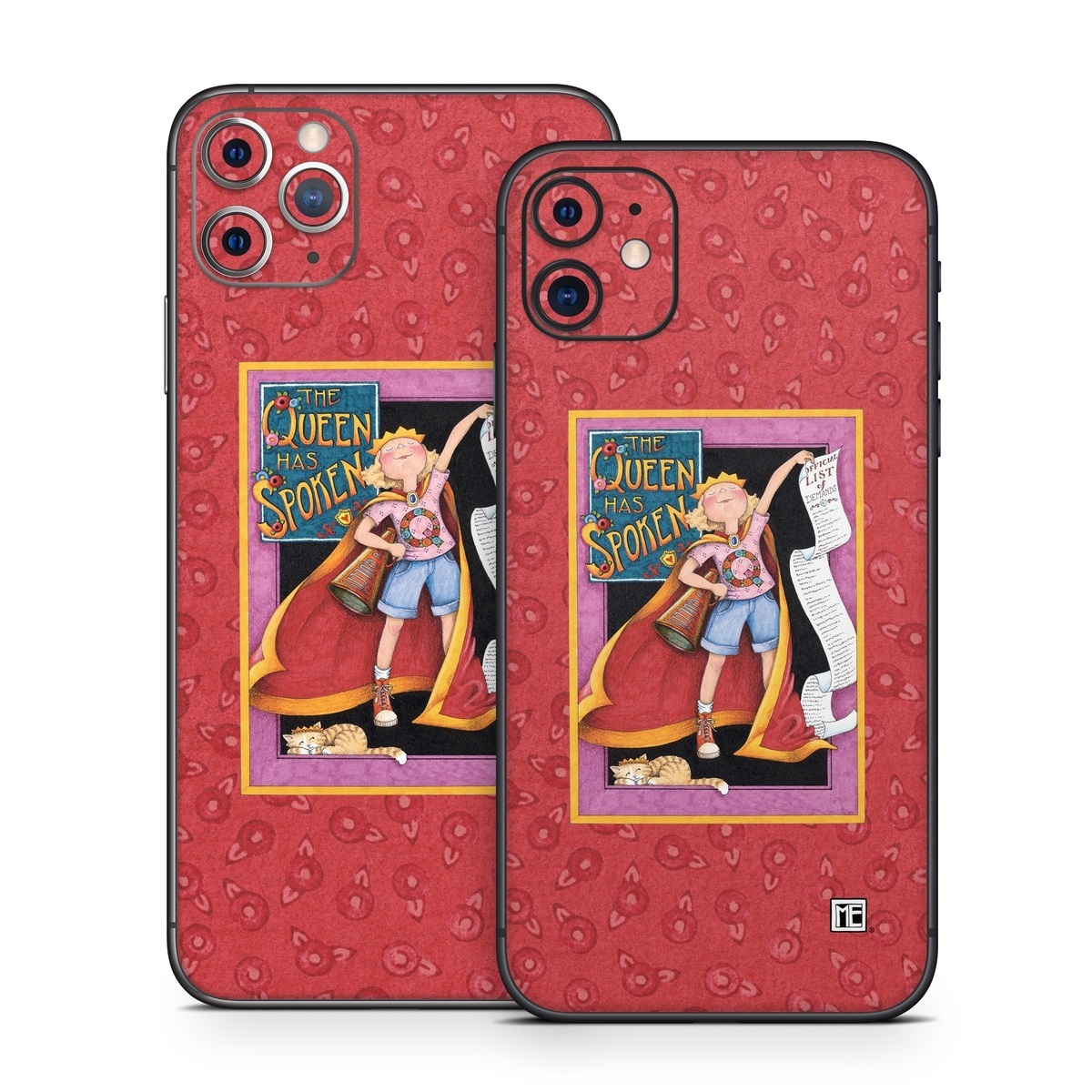 iPhone 11 Series Skin design of Cartoon, Illustration, Art, Miniature, Fictional character, Fiction, Magenta, Style, with red, gray, black, green, orange, purple colors