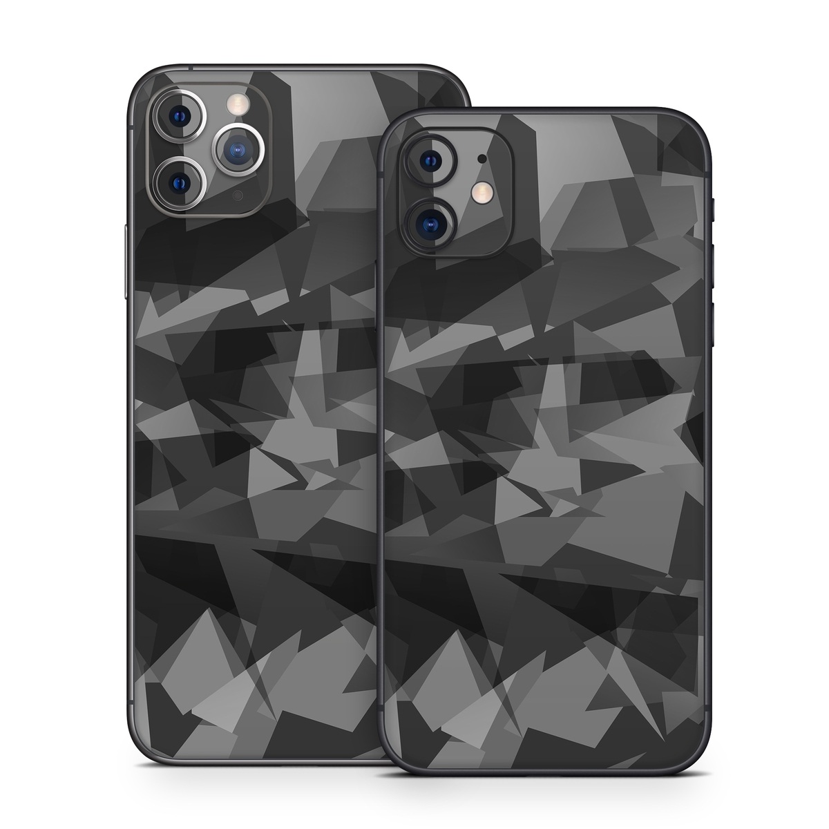 iPhone 11 Series Skin design of Black, Pattern, Triangle, Black-and-white, Monochrome, Grey, Design, Line, Architecture, Monochrome photography, with black, gray colors