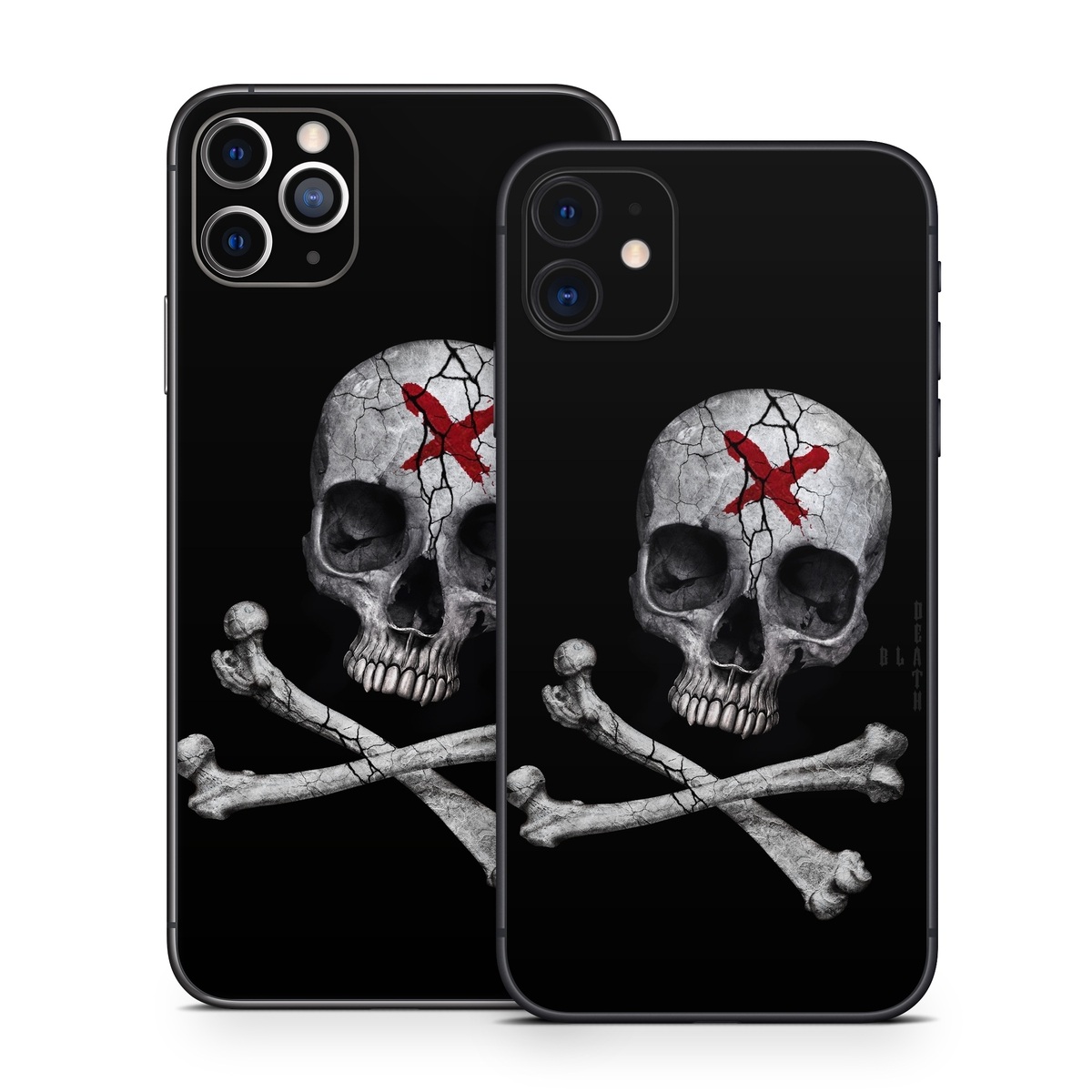 iPhone 11 Series Skin design of Bone, Skull, Skeleton, Jaw, Illustration, Animation, Fictional character, Still life photography, with black, white, gray colors