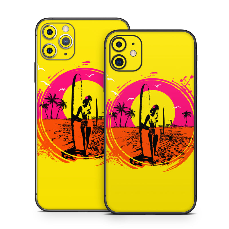 iPhone 11 Series Skin design of Palm trees, Graphic design, Graphics, Surfing--Equipment and supplies, Surfboard, Silhouette