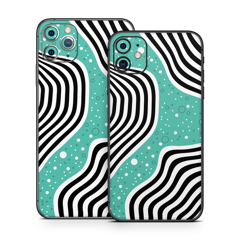 iPhone 11 Series Skin design of White, Rectangle, Art, Line, Aqua, Pattern, Electric blue, Visual arts, Font, Graphics, with white, black, blue, green colors