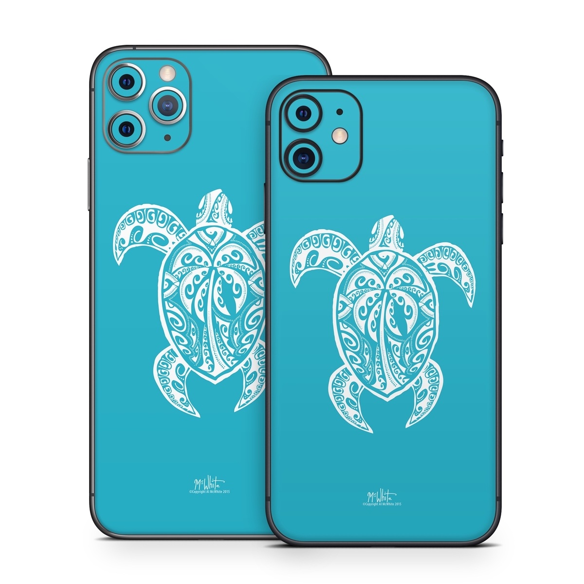 iPhone 11 Series Skin design of Sea turtle, Turtle, Green sea turtle, Reptile, Illustration, with blue, white colors