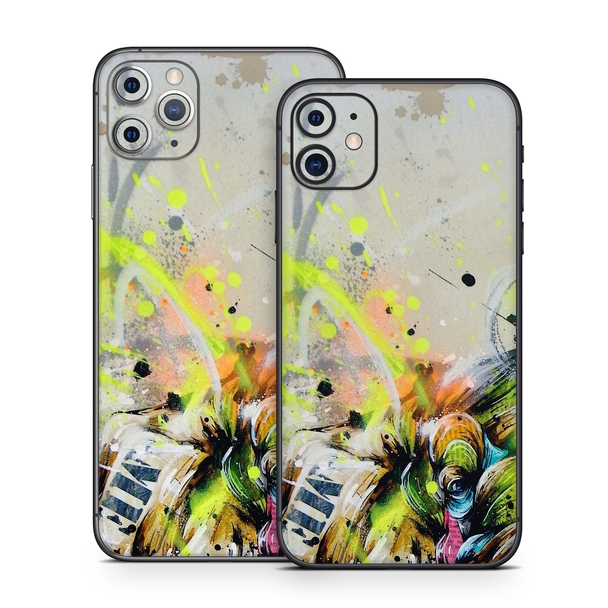 iPhone 11 Series Skin design of Watercolor paint, Graphic design, Illustration, Acrylic paint, Art, Modern art, Painting, Visual arts, Paint, Graphics, with gray, black, green, red, blue colors