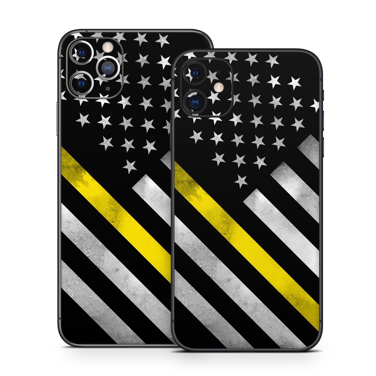 iPhone 11 Series Skin design of Flag of the united states, Flag, Yellow, Line, Black-and-white, Pattern, Monochrome, Graphic design, Parallel, with black, white, gray, yellow colors