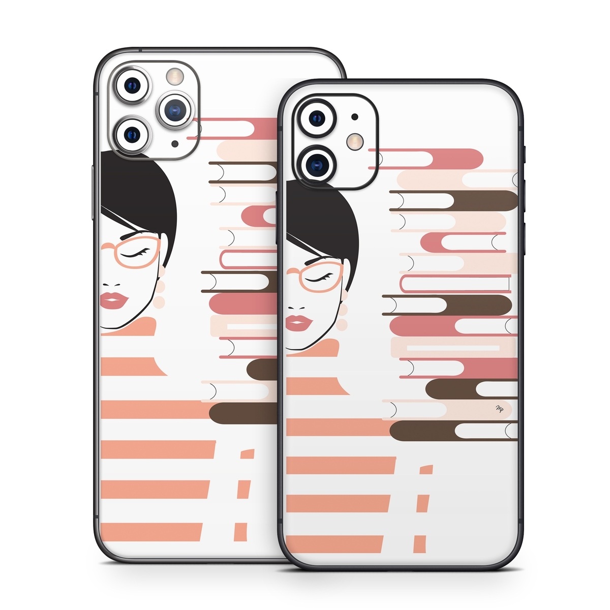 iPhone 11 Series Skin design of Eyebrow, Gesture, Font, Carmine, Graphics, Thumb, Art, Illustration, Graphic design, Lipstick, with white, black, pink, brown, red colors