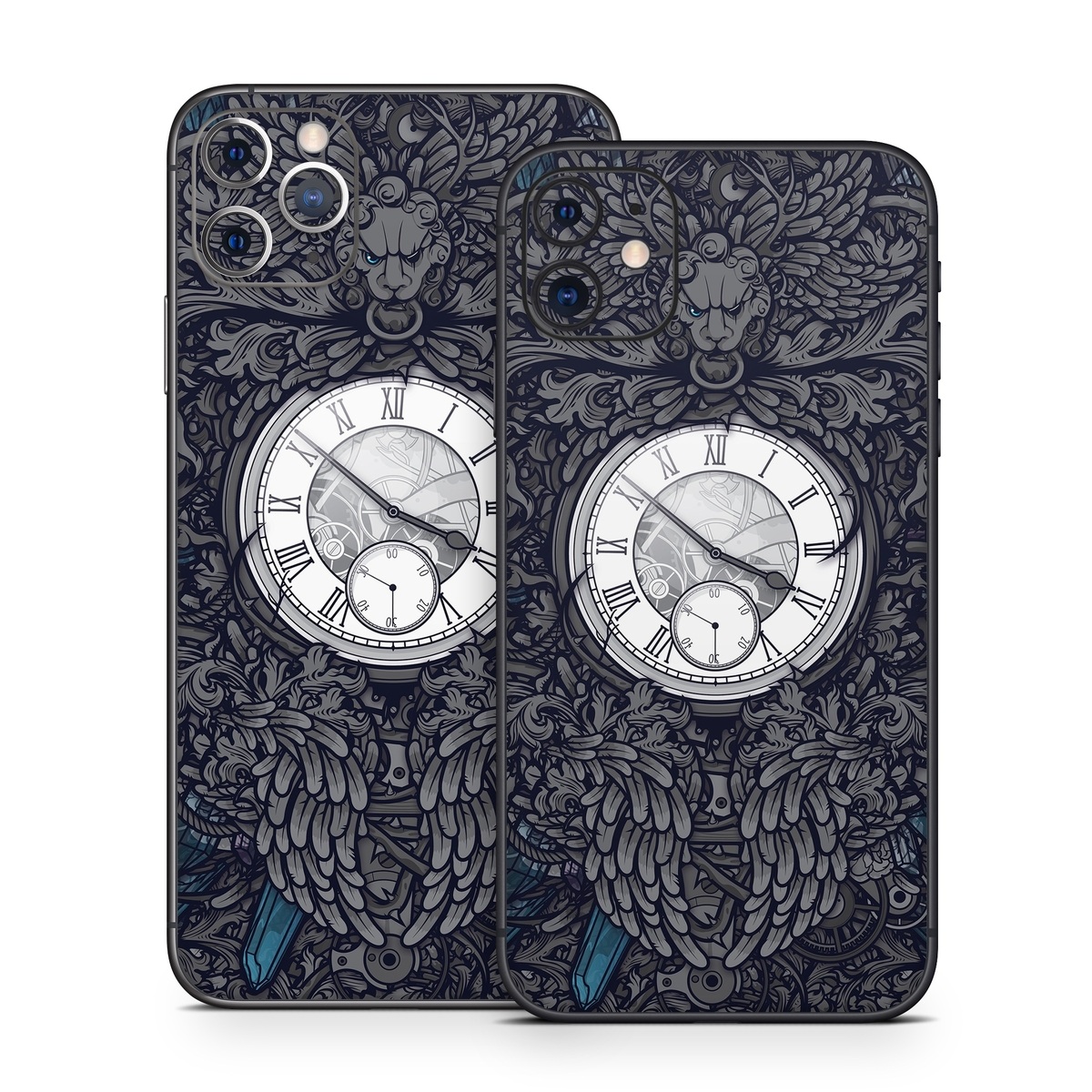 iPhone 11 Series Skin design of Blue, Pattern, Psychedelic art, Design, Circle, Art, Font, Graphic design, Visual arts, Illustration, with black, gray colors