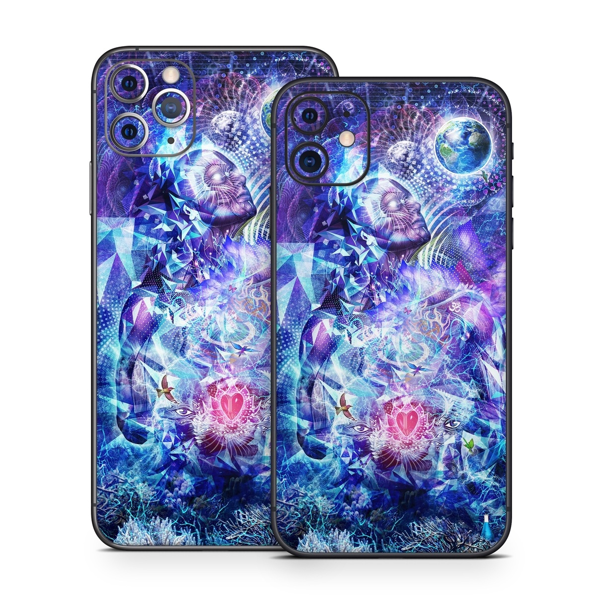 iPhone 11 Series Skin design of Blue, Purple, Violet, Lavender, Majorelle blue, Psychedelic art, Electric blue, Organism, Art, Design, with blue, green, purple, red, pink colors