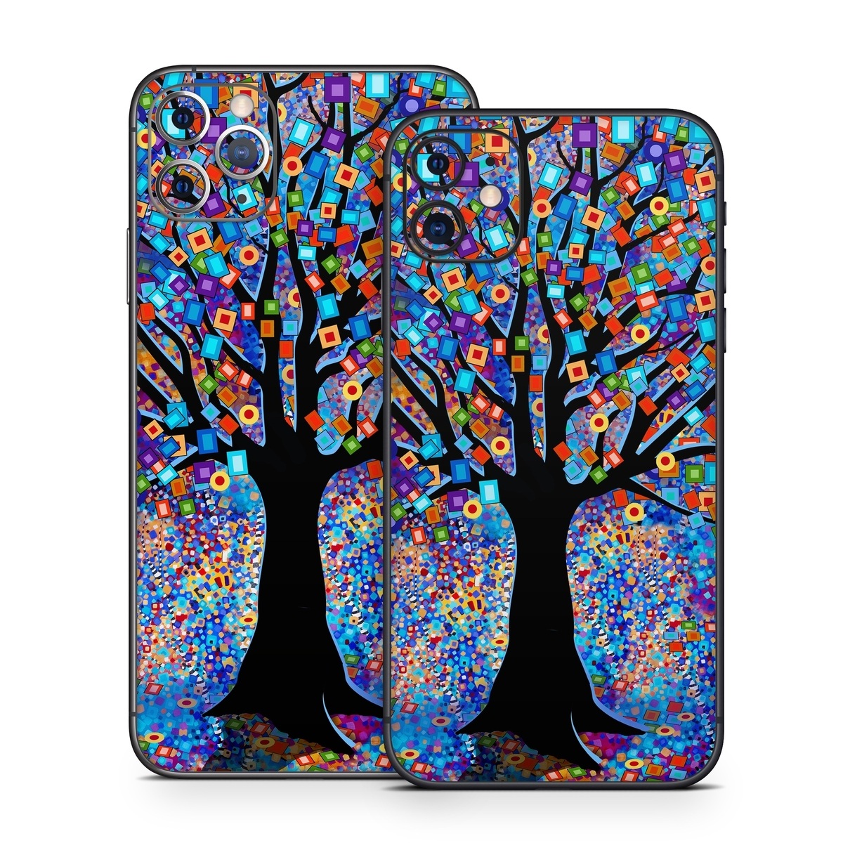 iPhone 11 Series Skin design of Psychedelic art, Modern art, Art, with black, blue, red, orange, yellow, green, purple colors