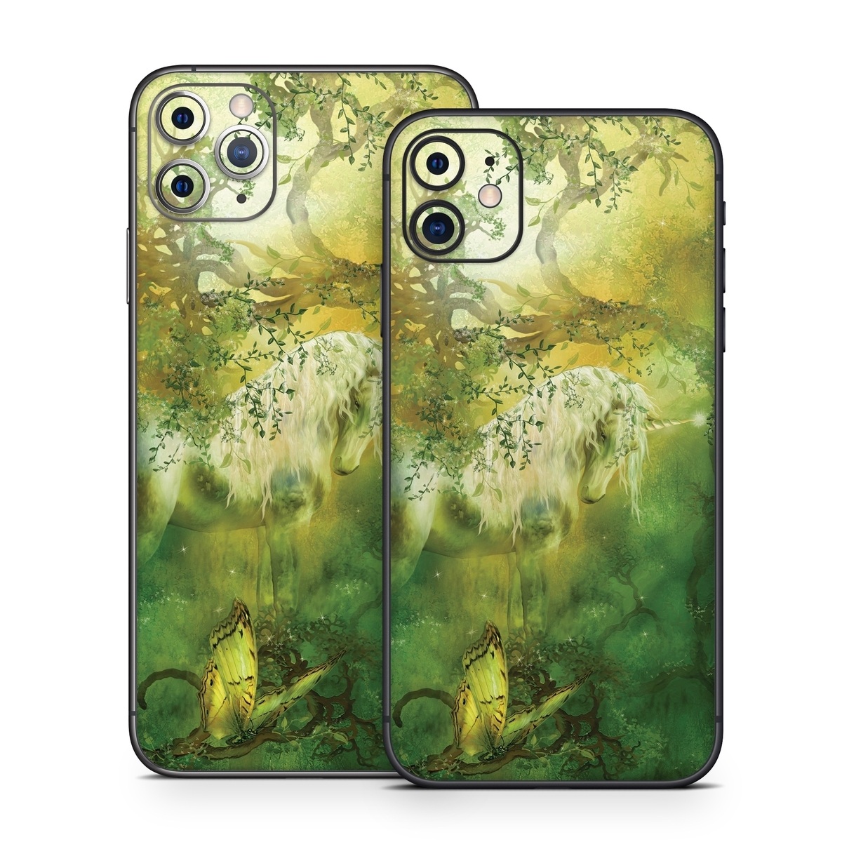 iPhone 11 Series Skin design of Nature, Green, Painting, Art, Visual arts, Watercolor paint, Illustration, Modern art, Still life, with green, black, gray colors