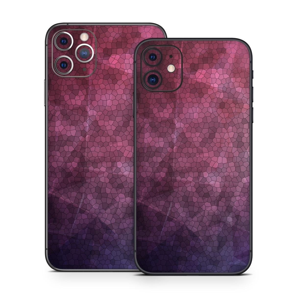 iPhone 11 Series Skin design of Purple, Sky, Red, Violet, Pink, Pattern, Design, Triangle, Line, Magenta, with black, red, purple, pink, white colors