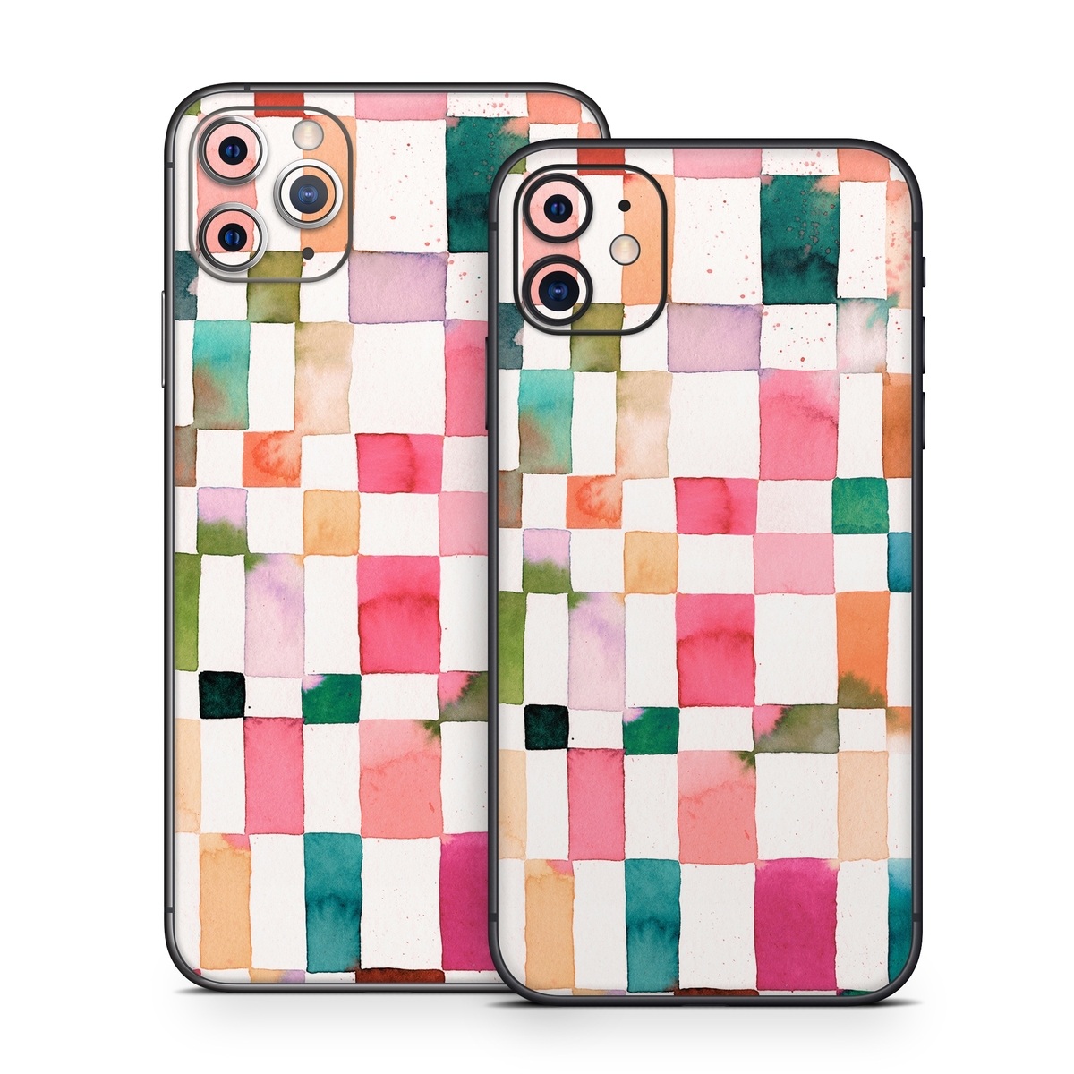 iPhone 11 Series Skin design of Brown, Rectangle, Product, Textile, Art, Pink, Line, Aqua, Magenta, Symmetry, with white, pink, green, red, blue, orange, purple colors