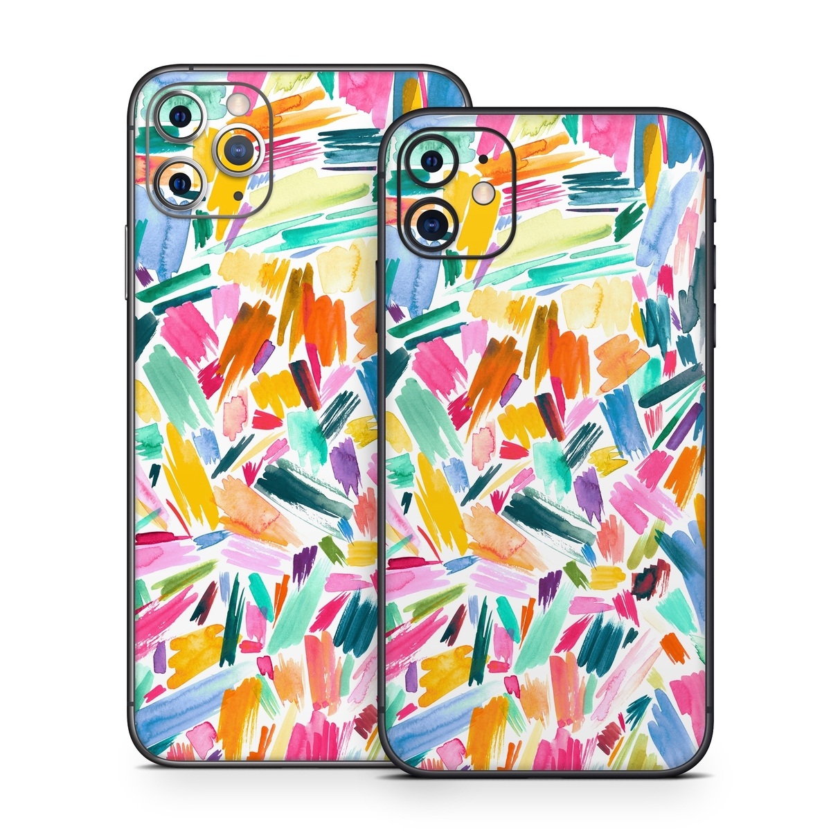 iPhone 11 Series Skin design of Colorfulness, Art, Triangle, Pattern, Painting, Symmetry, Creative arts, Paint, Electric blue, Art paint, with white, pink, blue, yellow, orange, red, green, gray colors