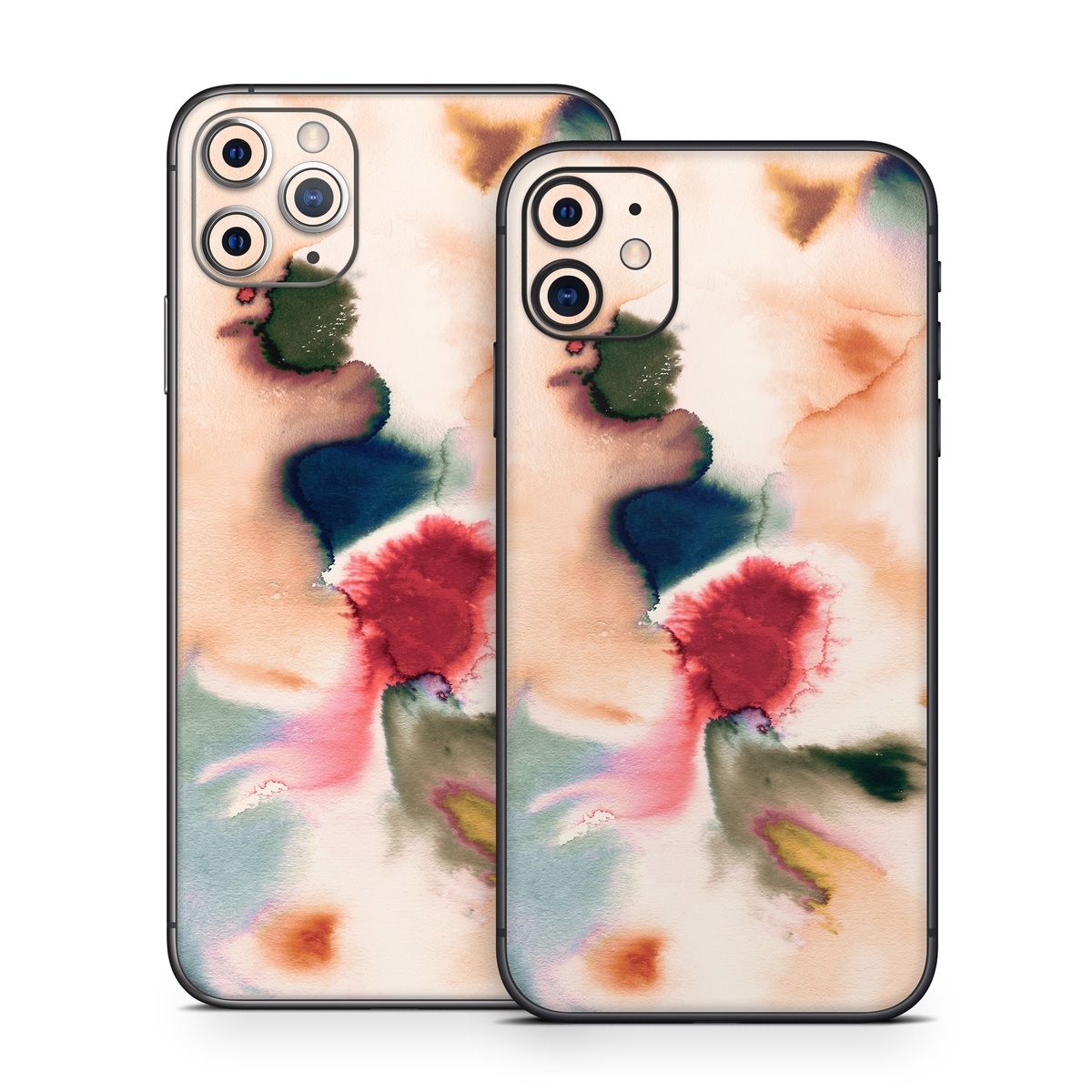 iPhone 11 Series Skin design of Petal, Pink, Creative arts, Plant, Tints and shades, Art, Pattern, Porcelain, Close-up, Natural material, with white, blue, red, brown, orange, yellow, green colors