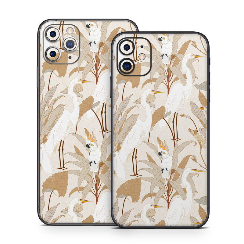 iPhone 11 Series Skin design of Plant, Branch, Organism, Twig, Art, Fawn, Painting, Tail, Pattern, Illustration, with white, brown, gray, yellow, orange colors