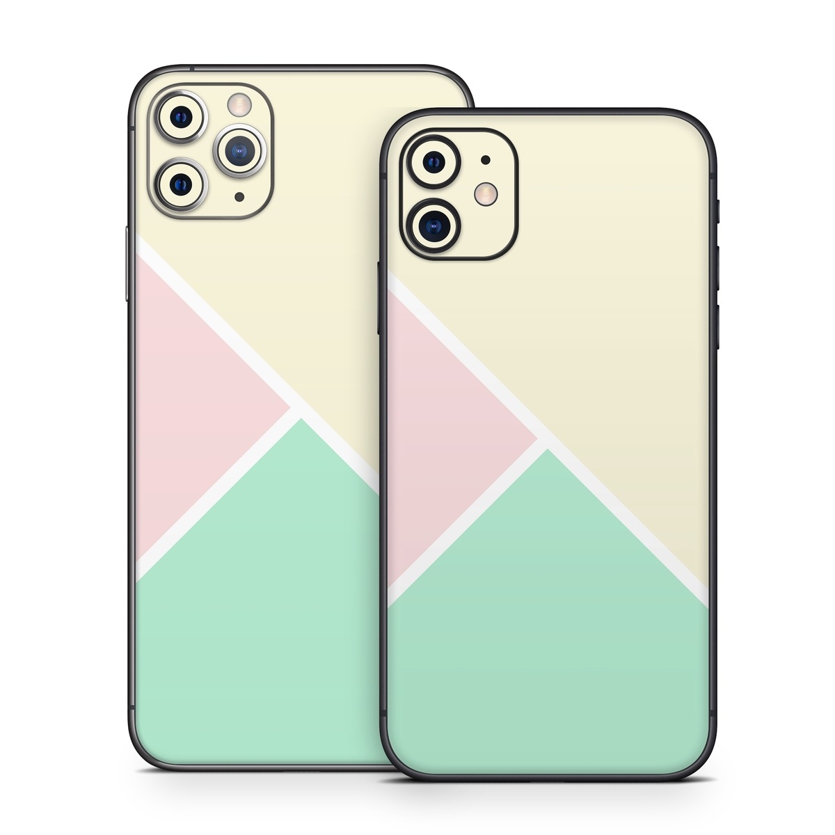 iPhone 11 Series Skin design of Green, Aqua, Turquoise, Blue, Pink, Yellow, Line, Teal, Pattern, Design, with yellow, pink, green colors