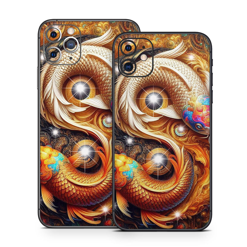 iPhone 11 Series Skin design of Fractal art, Graphic design, Design, Fictional character, Graphics, Mythical creature, Modern art, Scaled reptiles, Mythology, Serpent, with red, orange, yellow, brown, blue, green, white, black colors